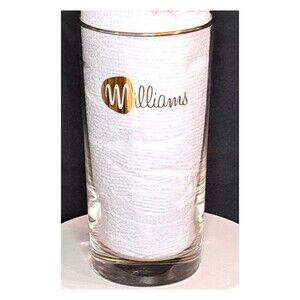 "Williams" Gold Rim Drinking Glass With Stylized "W" Clear With 5 1/2" Tall